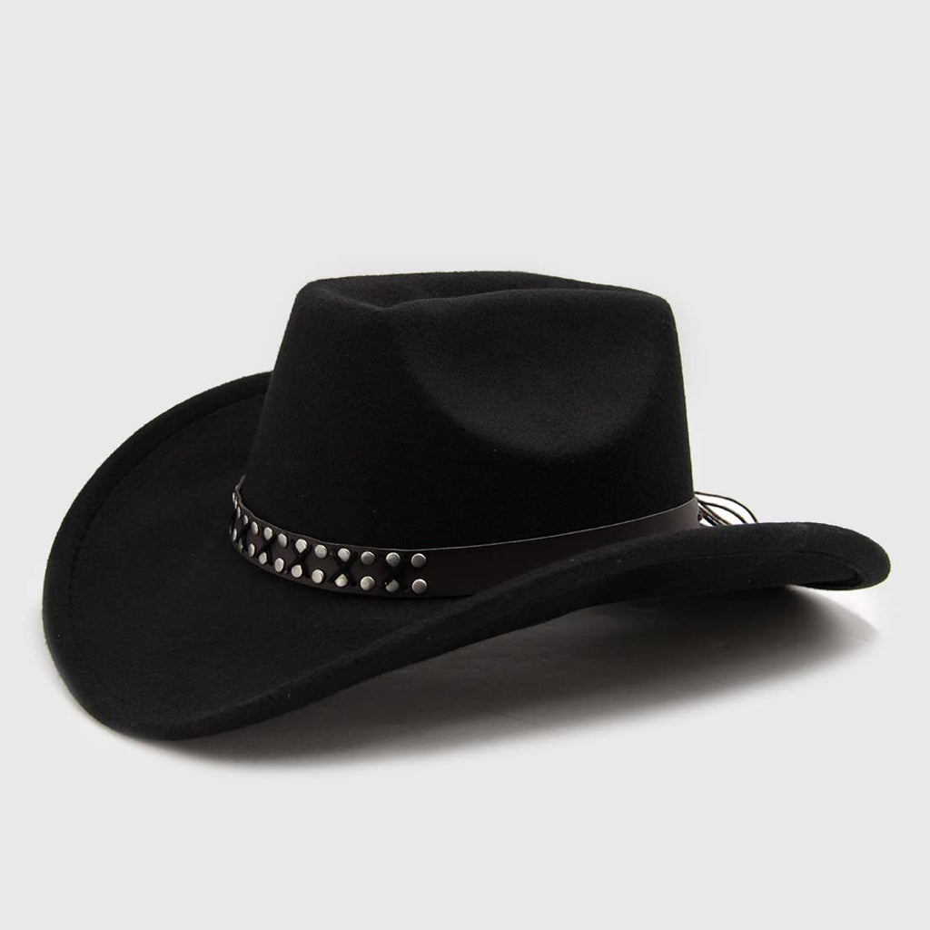 Sombrero Western Negro con Cinta Tachas
